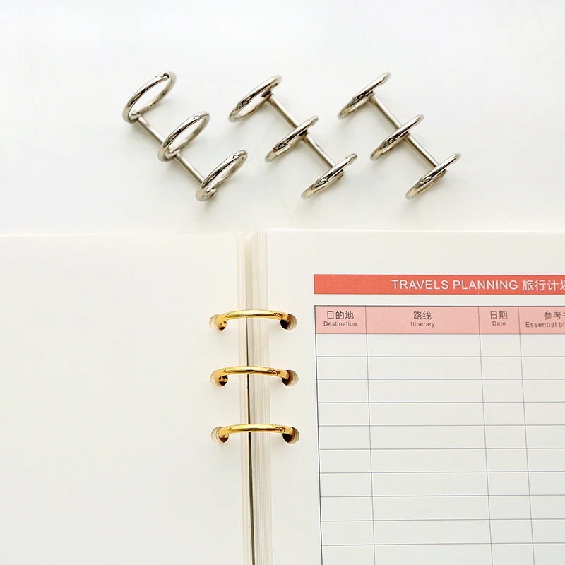 2Pcs/Lot Plated Loose Leaf Book Hinged Ring c18 Rings Nickel Desk Calendar Circle 3 rings For Card Key Photo Metal Bookmark