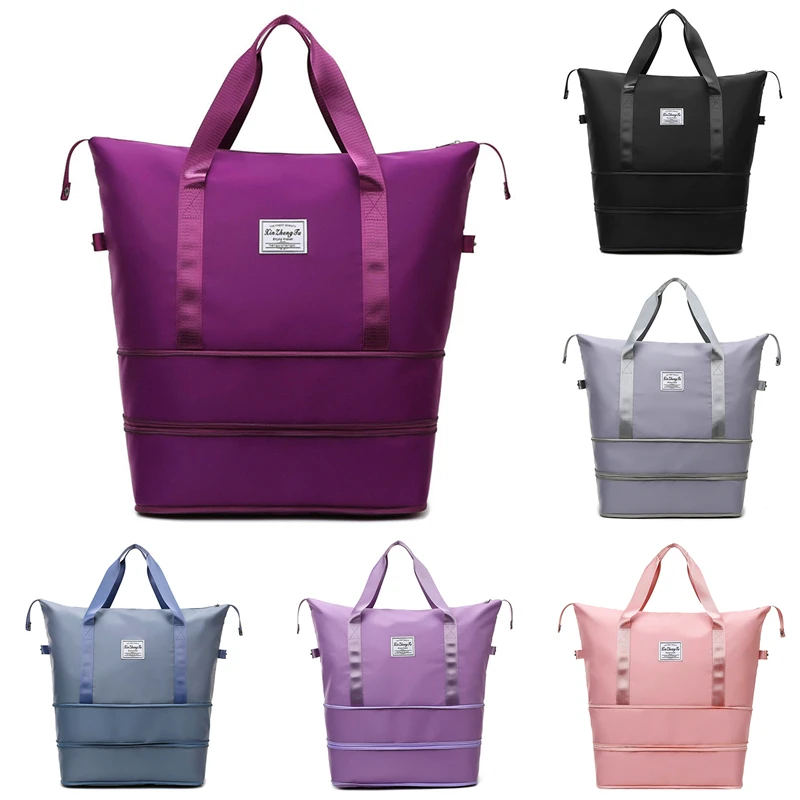 Travel Bags Women Shoulder Bag Double Zipper Expansion Large