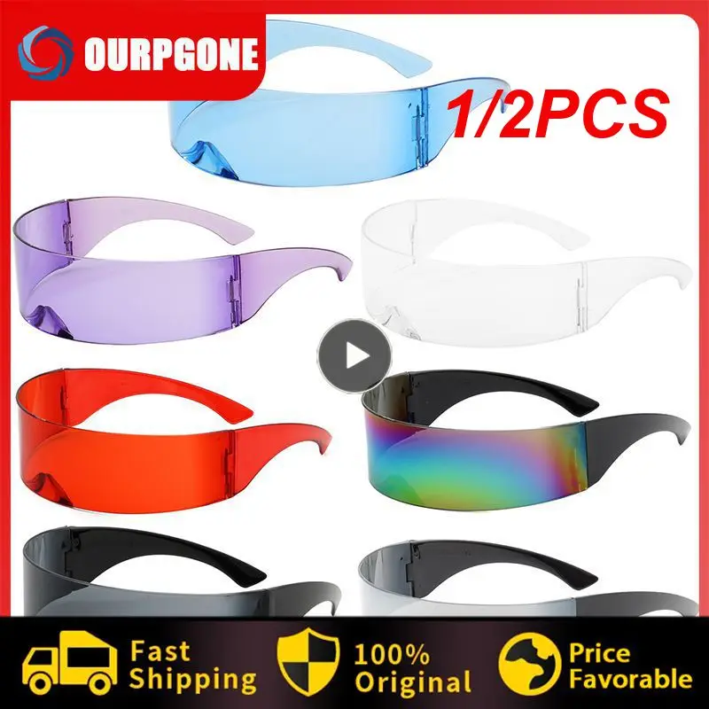 

1/2PCS Party Glasses Visor Wrap Shield Large Mirror Sunglasses Riding Windproof Glasses Fashion Personality Glasses Riding