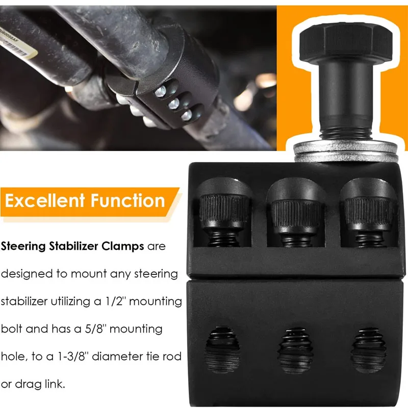 Steering Stabilizer Tie Rod Clamp for Jeep Wrangler JK TJ XJ ZJ MJ 2007- with 1-3/8in Diameter Tie Rod ​(1-3/8" OD Tube)