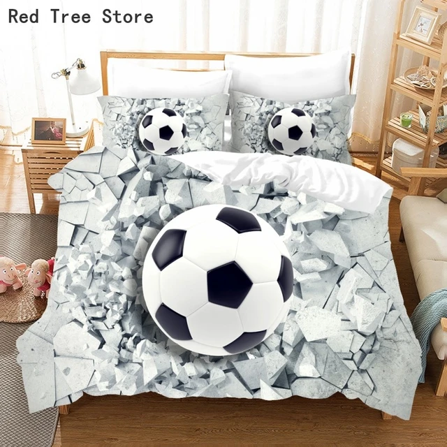 3d Futebol Rei Rainha Capa De Edredão Jogo De Futebol Dos Desenhos Animados  Conjunto Cama Para Crianças Adolescentes Adultos Bola Esporte 2/3pcs  Poliéster Colcha Capa - Conjunto De Roupa De Cama - AliExpress