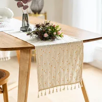 Daisy Tassel Table Runner,Kitchen Dining Table Covering Cloth Home Party Decor for Birthday Wedding Holiday Event Designing 1
