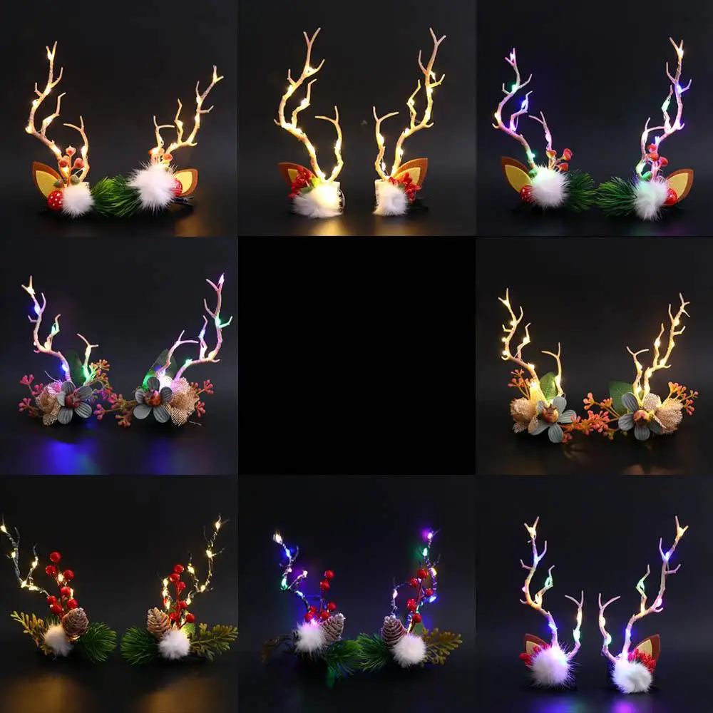 Antler Led Light Hair Clip Hairpin Women Girls Party Birthday Christmas Party Cosplay Costume hair accessories hair clips deer ears headgear