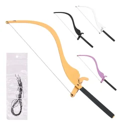 4 Colors Eyebrow Tattoo Makeup Bow Shaped Line Marker Ruler with 10pcs Thread Lines Eyebrow Tattoos Stencil Measure Microblading