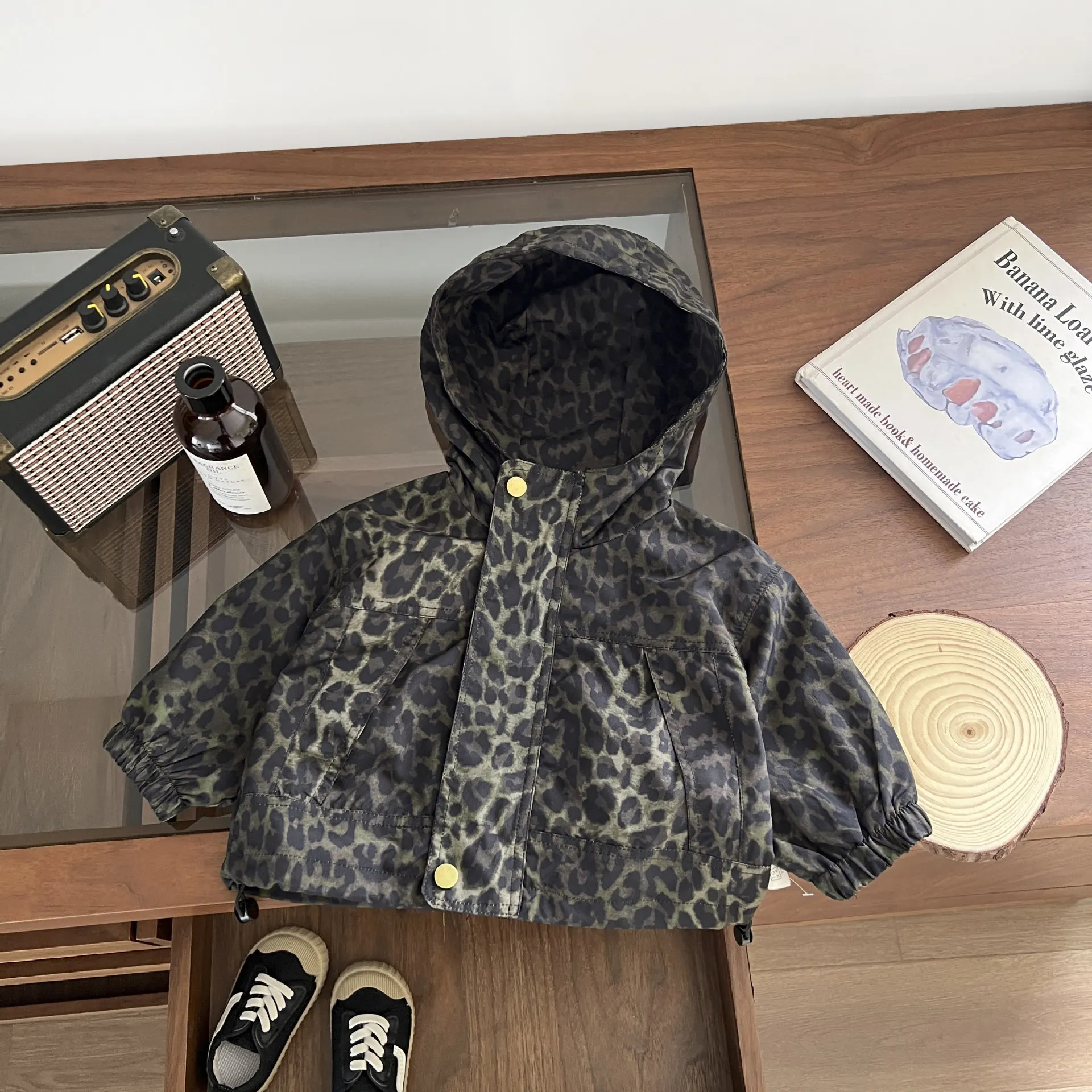 Autumn New Baby Long Sleeve Hooded Coat Cotton Infant Boys Versatile Casual Zipper Jacket Toddler Fashion Leopard Hoodie