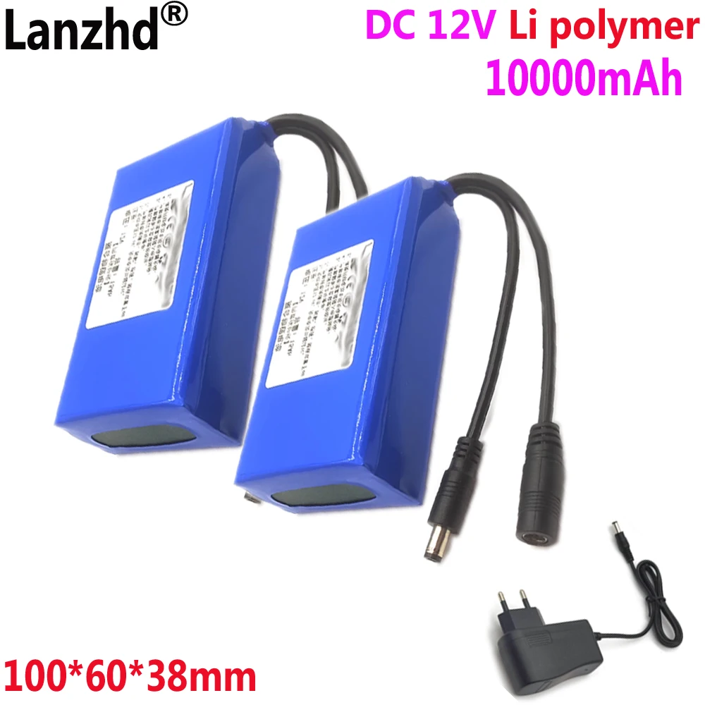 

Lithium Battery pack DC 12V For LED light strip instrument Monitoring equipment Speaker outdoor night 100*60*38m 10000mAh