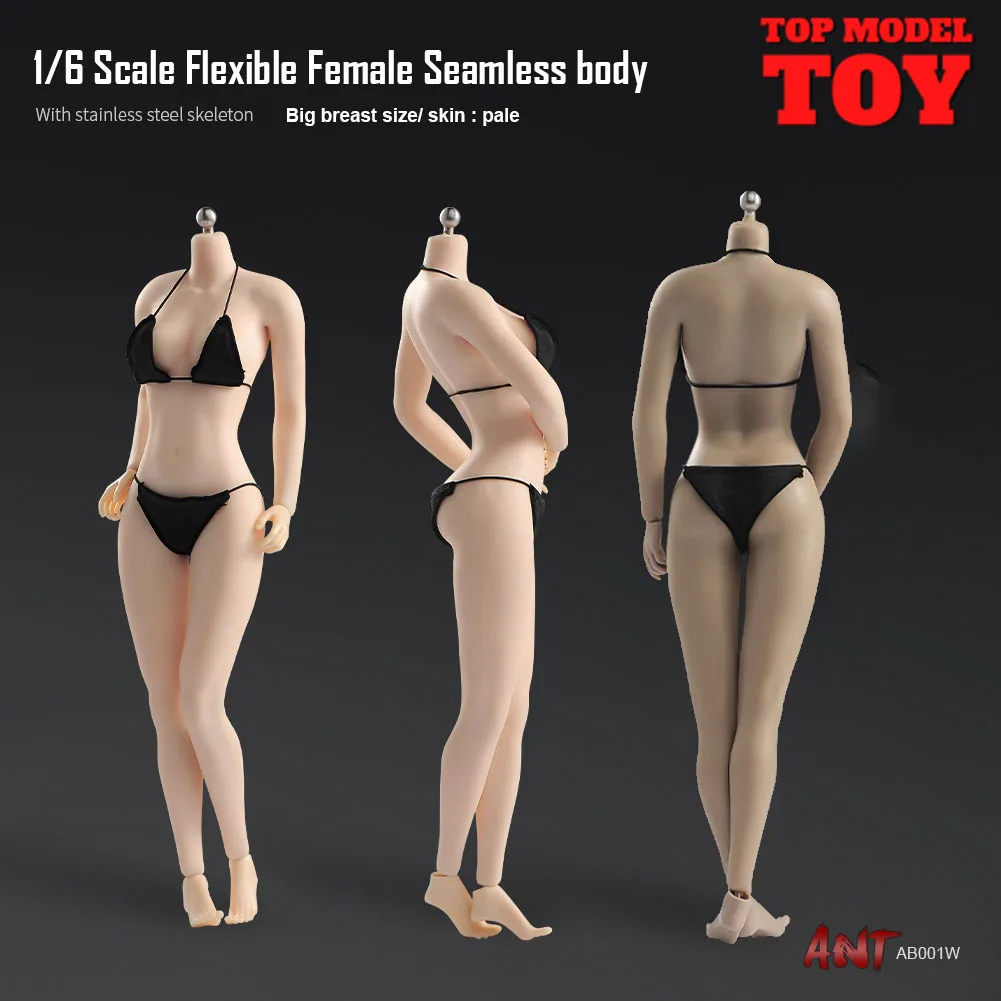 

1/6 Scale Female Flexible Seamless Body Stainless Stell Skeleton 12'' Big Breast Pale/Suntan Skin Action Figure Model for Woman
