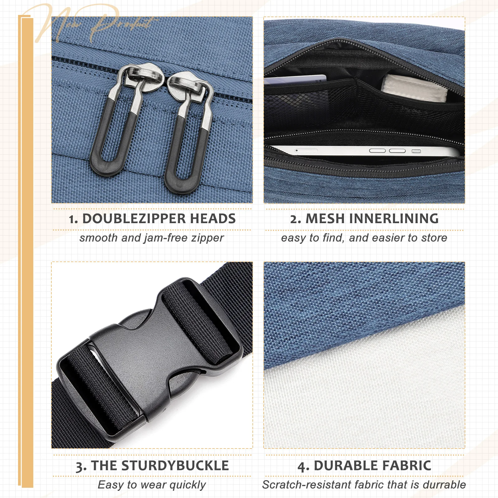 Modische, trendige Umhängetasche, Umhängetasche für Damen und Herren, Gürteltasche für Reisen, Sport, Laufen, Handys, Hüfttasche – Detail 6