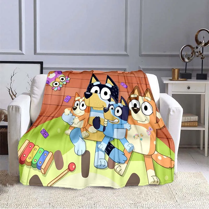 

Cartoon Cute Puppy Family B-bluey Pattern Warm Children's Flannel Blanket Flannel Portable Comfortable Warm Blanket