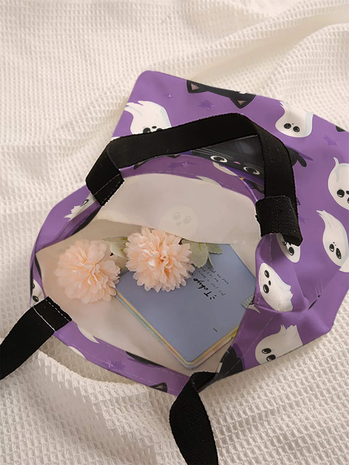 Halloween printed handbag, reusable fashionable handbag, multifunctional handbag, printed canvas shopping bag