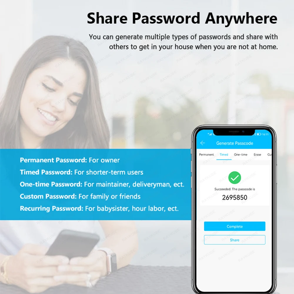 RAYKUBE-L70 TT قفل الباب بصمة الرقمية ، قفل كلمة ا...
