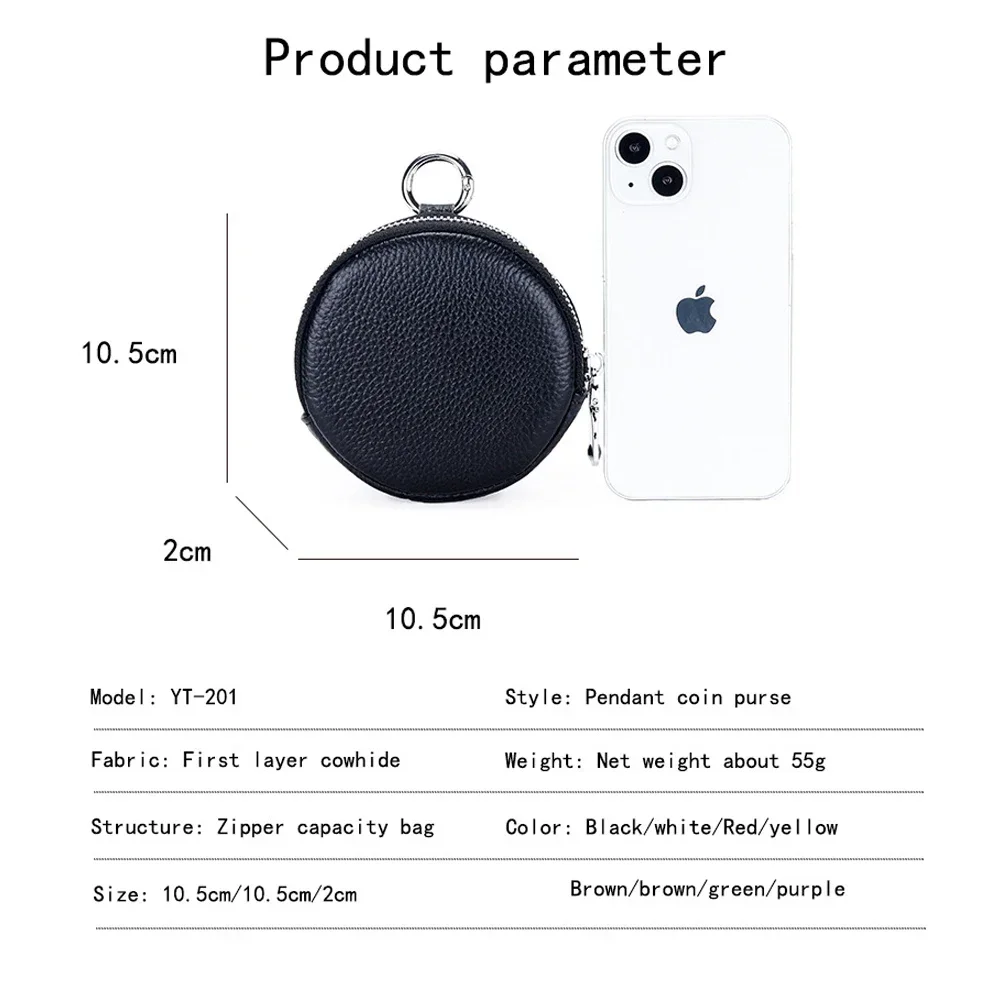 ANDERS Portamonete In Vera Pelle Con Clip, Mini Portafoglio Unisex 9x6 Cm, Nero, Portachiavi E Cuffie - 4