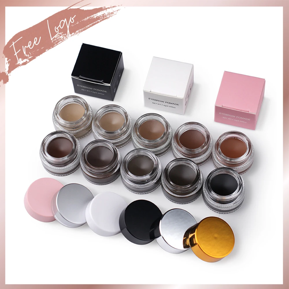 Private Label High Pigment Creamy Waterproof Long Lasting Eyebrow Pomade 10 Color Eye Brow Dip Brow Eyeliner Definer Liner