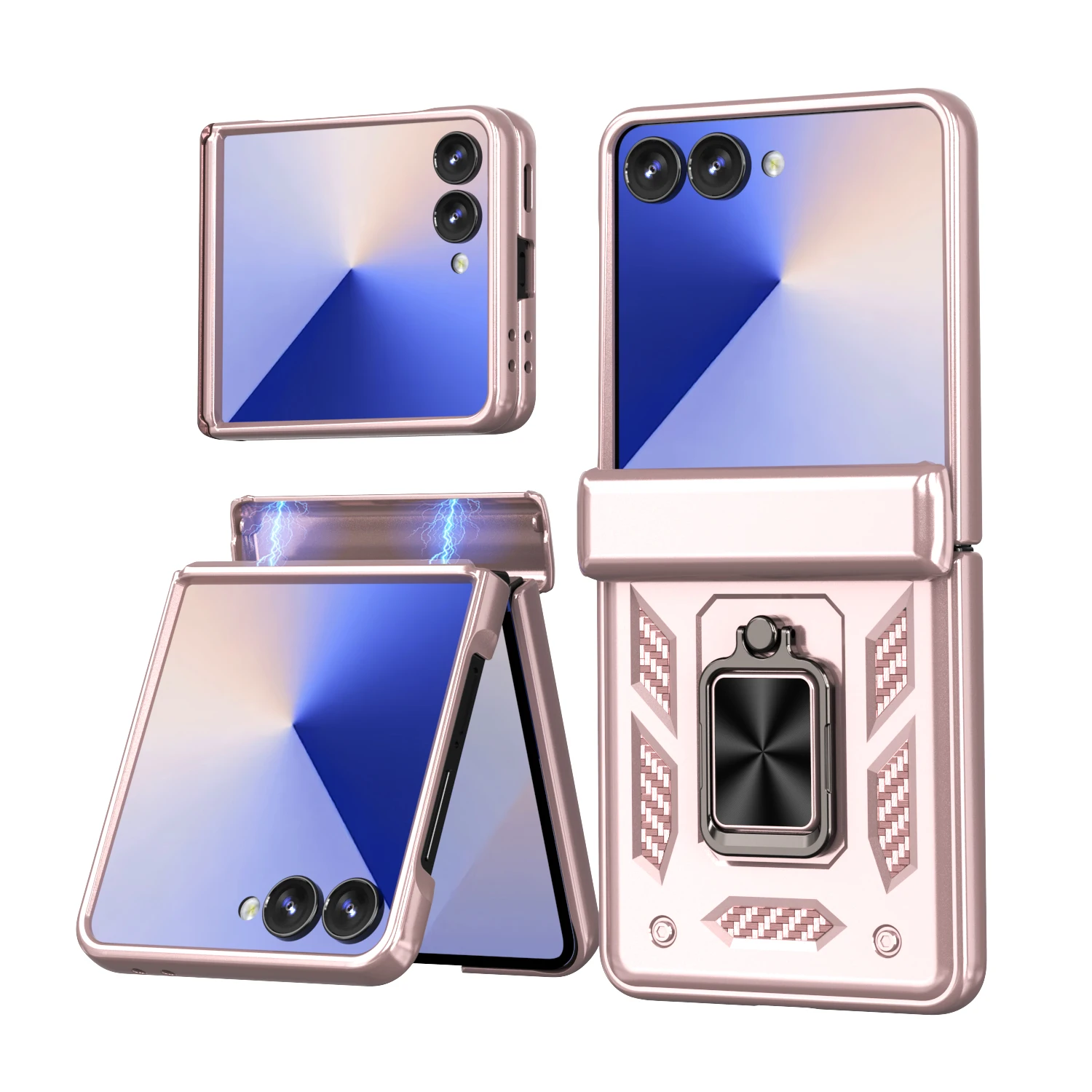 Shockproof Armor Ring Phone Case with Hinge Connection