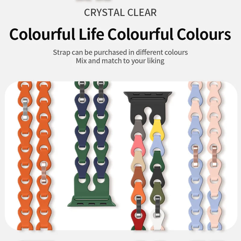 Elegant Chain Silicone Strap - Adjustable Wristband Bracelet Replacement Accessories