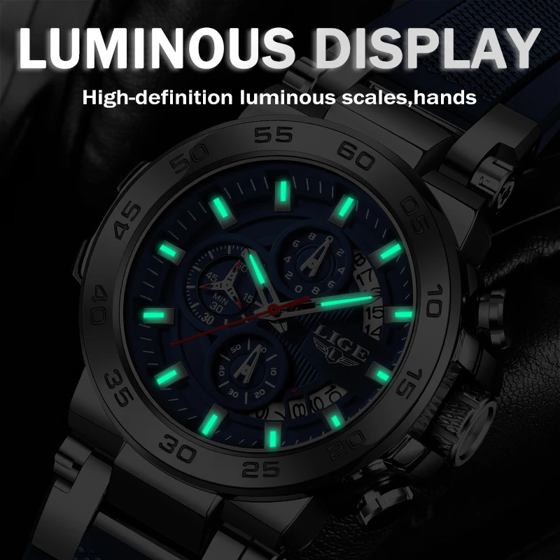 2026 Lige New Luxury Mens Watch Fashion Military Quartz Wristwatches Sports 50m Waterproof Luminous Dive Watches Men Gifts Reloj, Alina Gadgets