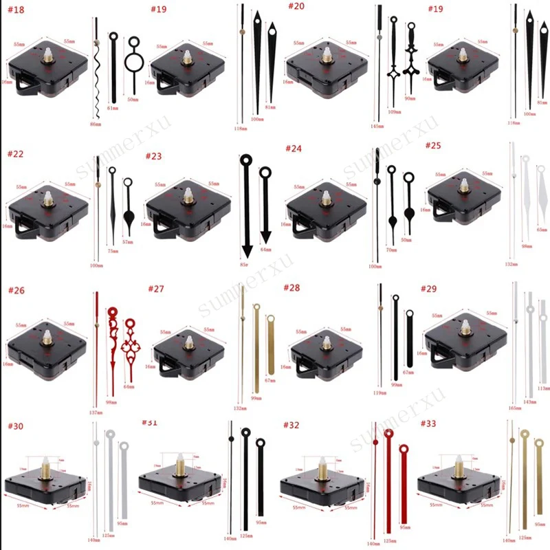 Description Picture 3 of item42 Styles Silent Large Wall Clock Quartz Clock Movement Mechanism Hands Wall Repair Tool Parts Silent Kit Set DIY Black Pointer