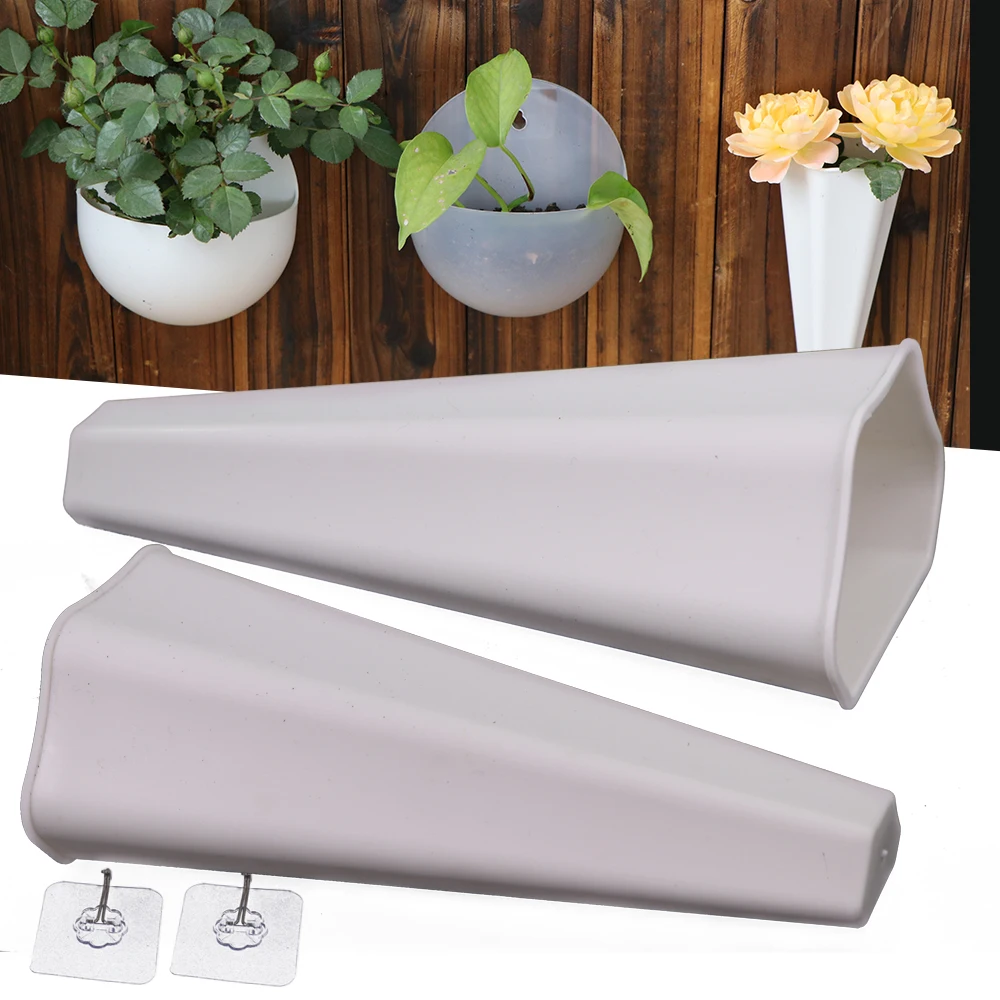 Garden Plastic Wall Hanging Mini Pot Self-Adhesive Hook Home Decoration Hydroponics Vertical Planter Flower Vases 1PCS