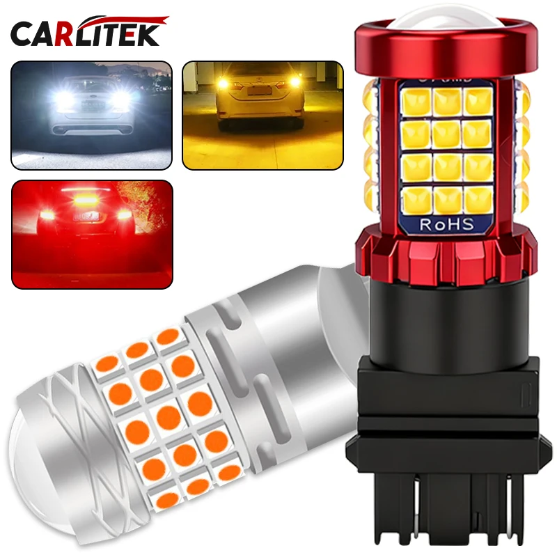 CARLITEK LED Turn Signal Bulbs 7440 7443 W21W W21 5W, Amber Yellow Canbus No Hyper Flash 2PCS 3156 3157 P27 7W T20 T25