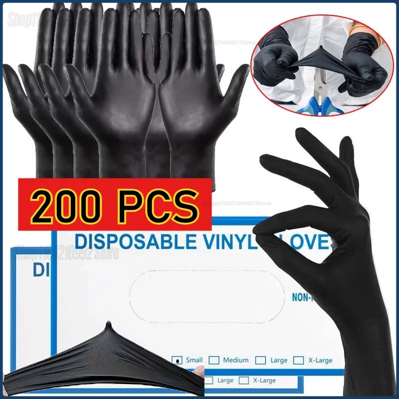 Versatile Waterproof Black Latex Gloves