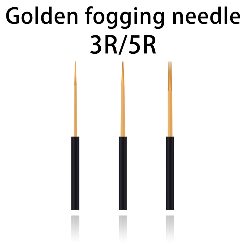 

10PCS Golden Microblading Laminas 3RS Eyebrow Manual Fog Blade Round Needles Permanent Makeup Tattooing Skin Embroidery Needle