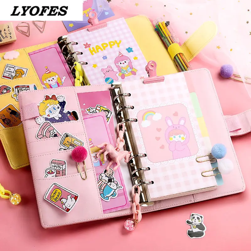 kawaii journal binder activity page account book girl heart coil diary ins  school student removable notebook notepad notebook - AliExpress