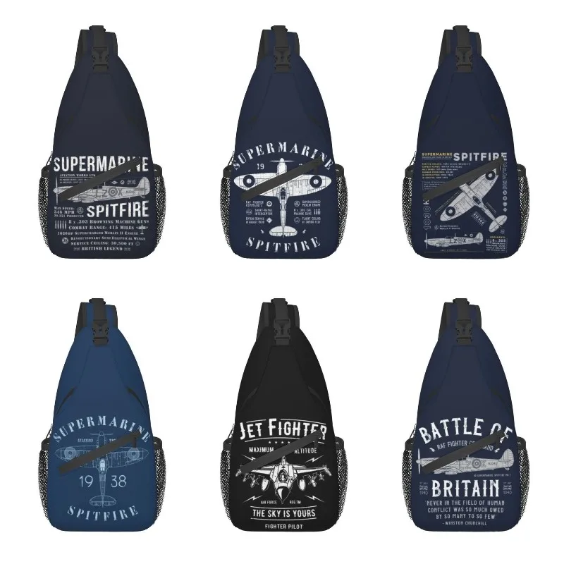 

Vintage Supermarine Spitfire Sling Chest Bag Fighter Pilot Airplane Plane Crossbody Shoulder Backpack for Men Traveling Daypack