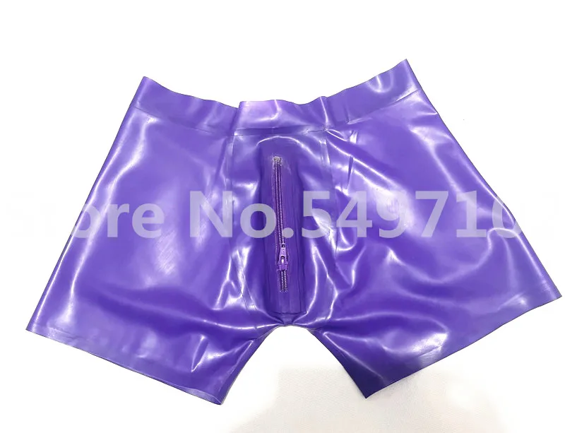 Latex Rubber Gummi Pure Black Latex Boxer Shorts Front Zipper Underwear Rubber Gummi Shorts Panties ( no back zip) male underwear