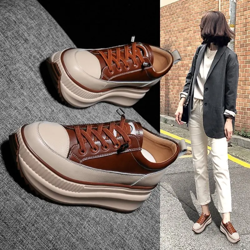 Winter Women Chunky Sneakers Warm Casual Vulcanized High Platform Boots 7CM Lace Up High Top Leather women shoes casual sneakers women sneakers