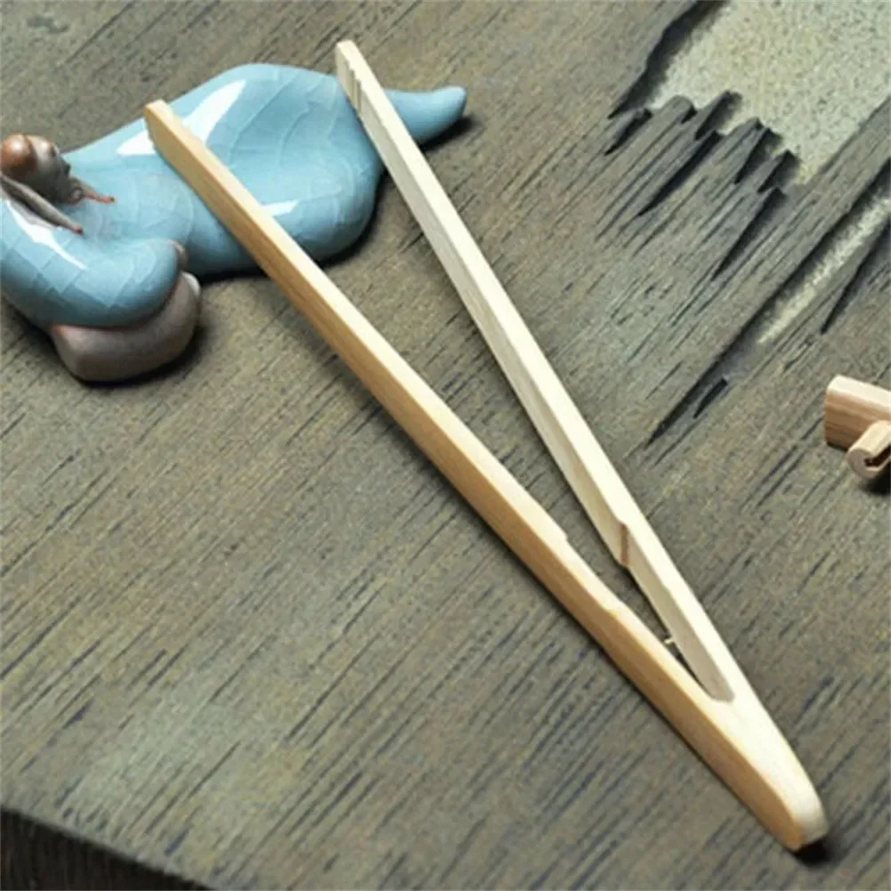 Bamboo Tea Accessories Wooden Food Tongs Bamboo Tongs 2Pcs Bamboo Wood Wooden Food Toast Salad Tongs Toaster Bacon Sugar Ice Tea Tong Tea Clips Teaware For Kitchen