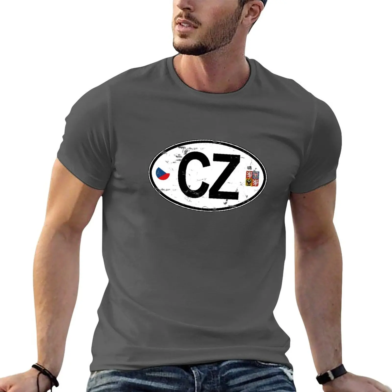 

New Czech Republic Oval Country Code Decal T-Shirt boys white t shirts plain t-shirt Oversized t-shirt mens t shirt