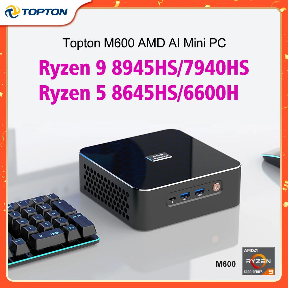 MOREFINE M600 Mini PC Windows 11 Pro、AMD Ryzen 5 6600H (6C/12T、最大4.5G)、16GB DDR5 RAM 500GB PCIe 4.0 SSD Mini Computer、Thunderbolt 3.0/WIFI6 MOREFINE M600 R9-8945HS⁄R7-8845HS Mini PC