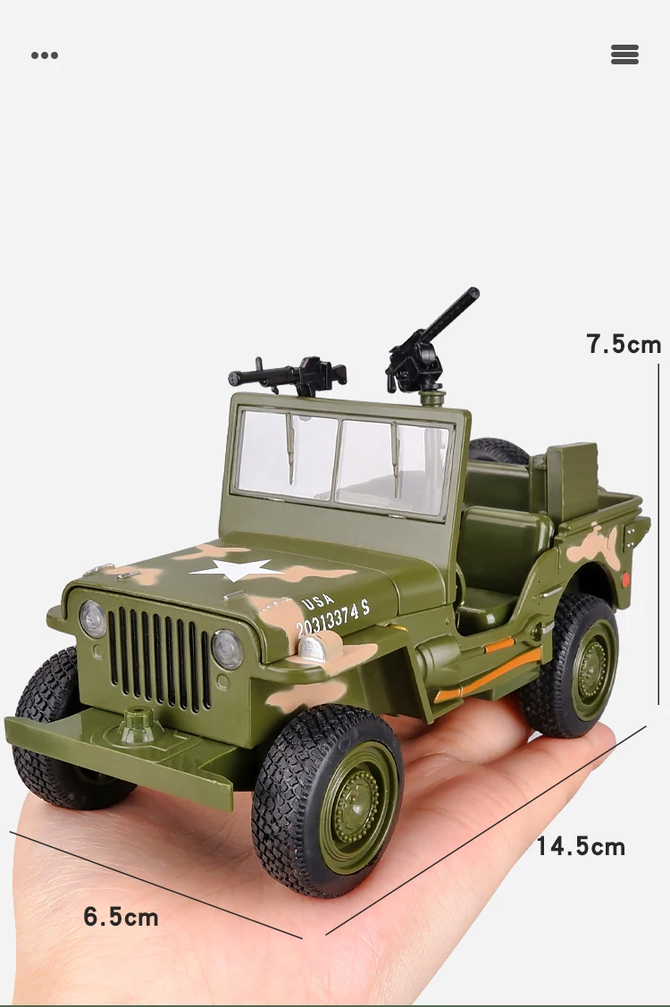 Willys GP Askeri Jeep Off-road 1:18 Ölçekli 