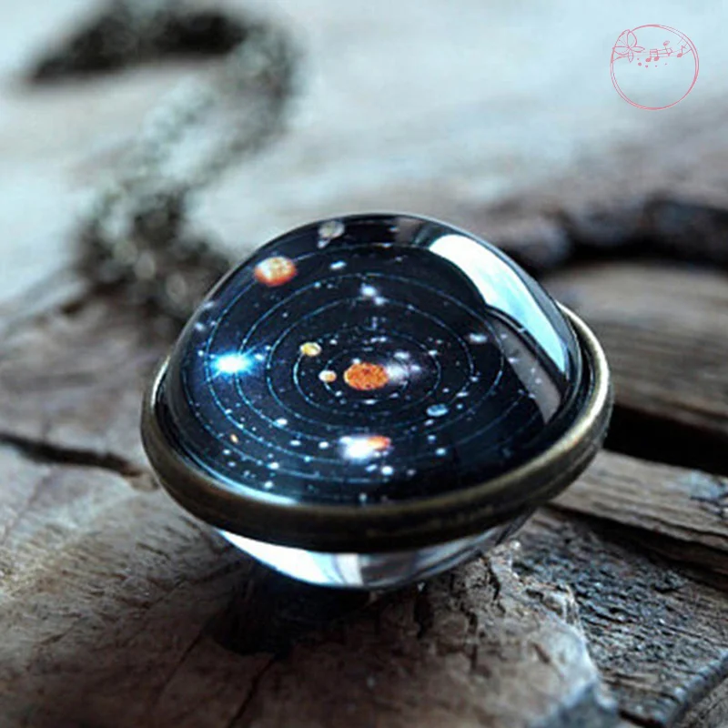 Solar System Necklace Pendant Galaxy Double Sided Pendant Universe Jewelry