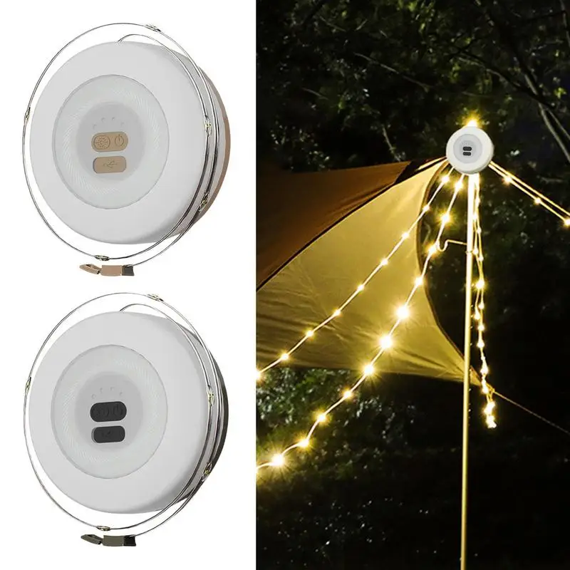 

32.8 Ft Camping Lights String Adjustable Brightness Rechargeable Camp Lights Camping String Lights Outdoor Tent Lights Portable