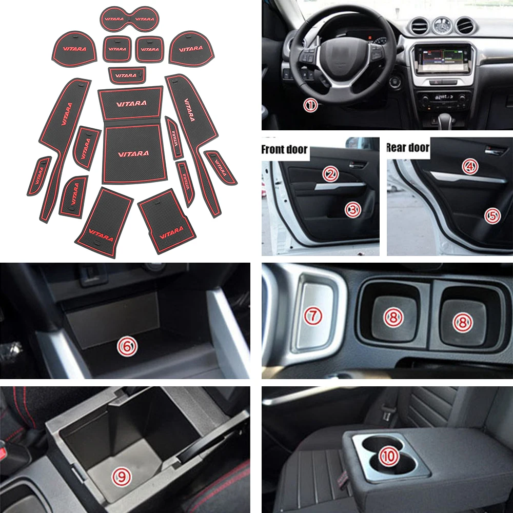 BIXUAN Siliconen Matten Set Voor Suzuki Vitara (2016-2024) - 17-delig - Antislip, Waterdicht & Custom Fit