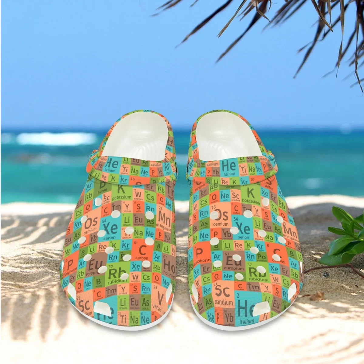 Periodic Table Printing Ladies Sandals Fashion New Spring Summer Chemical Design Breathable Sandals Brand Design Beach Slippers