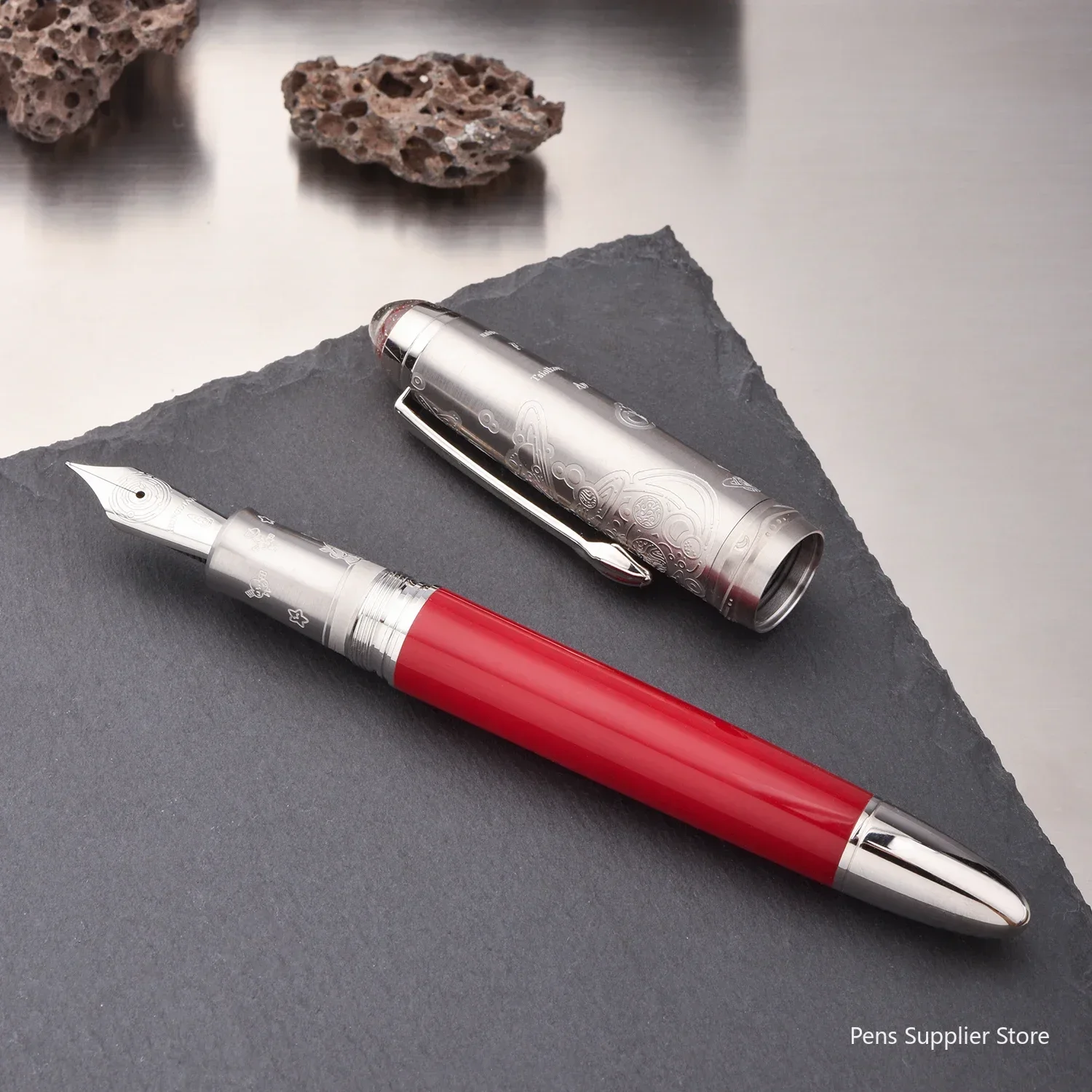 قلم حبر Hongdian CA351 EF/ F مع محول، أزرق/أحمر/أب...