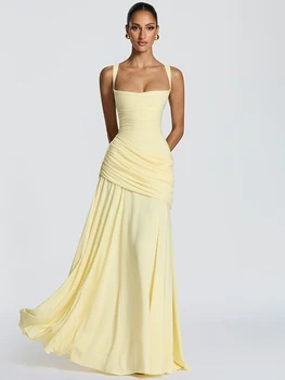 Mozision Off-shoulder Backless Sexy Maxi Dress Women Elegant Strapless Sleeveless Bodycon Ruched Club Party Long Dresses Female 1