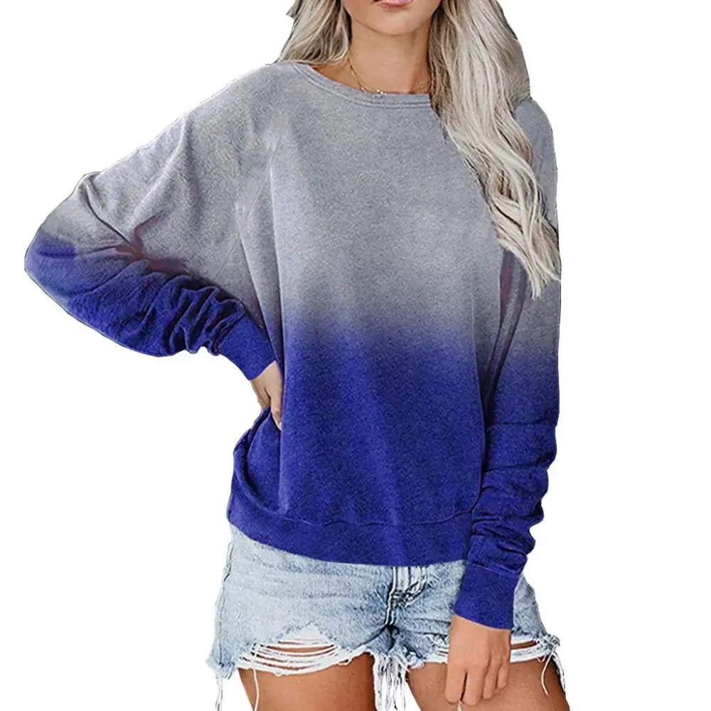 

Fashion Ladies Hoodies Autumn New Pullover Sweatshirt Women Fashion Casual Gradient Print Tops O Neck Loose Girl Cotton Clothing