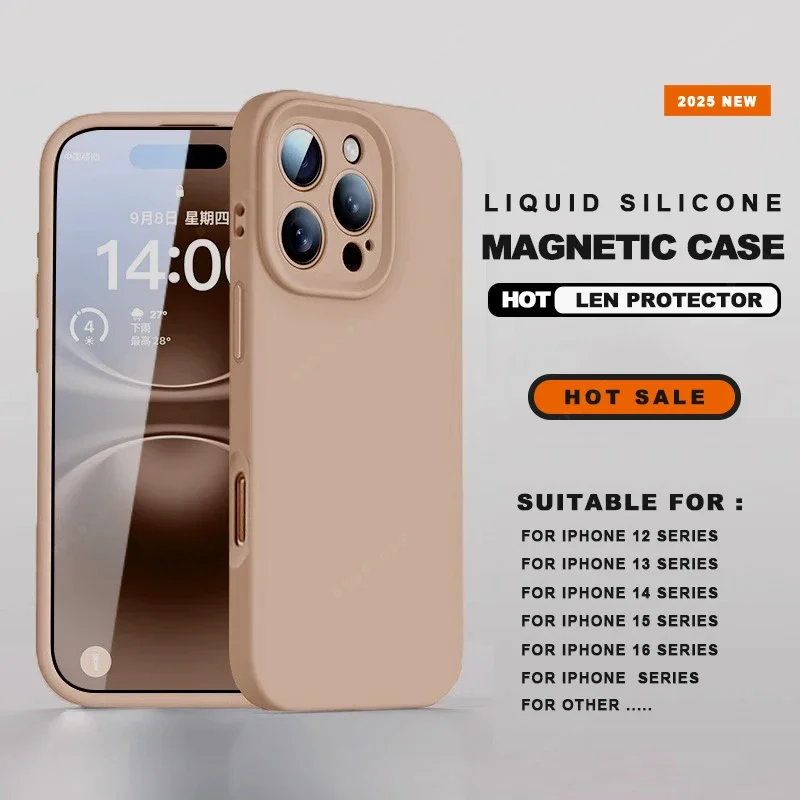 Magnetic Liquid Silicone Phone Case with Camera Protector and Magsafe Compatibility