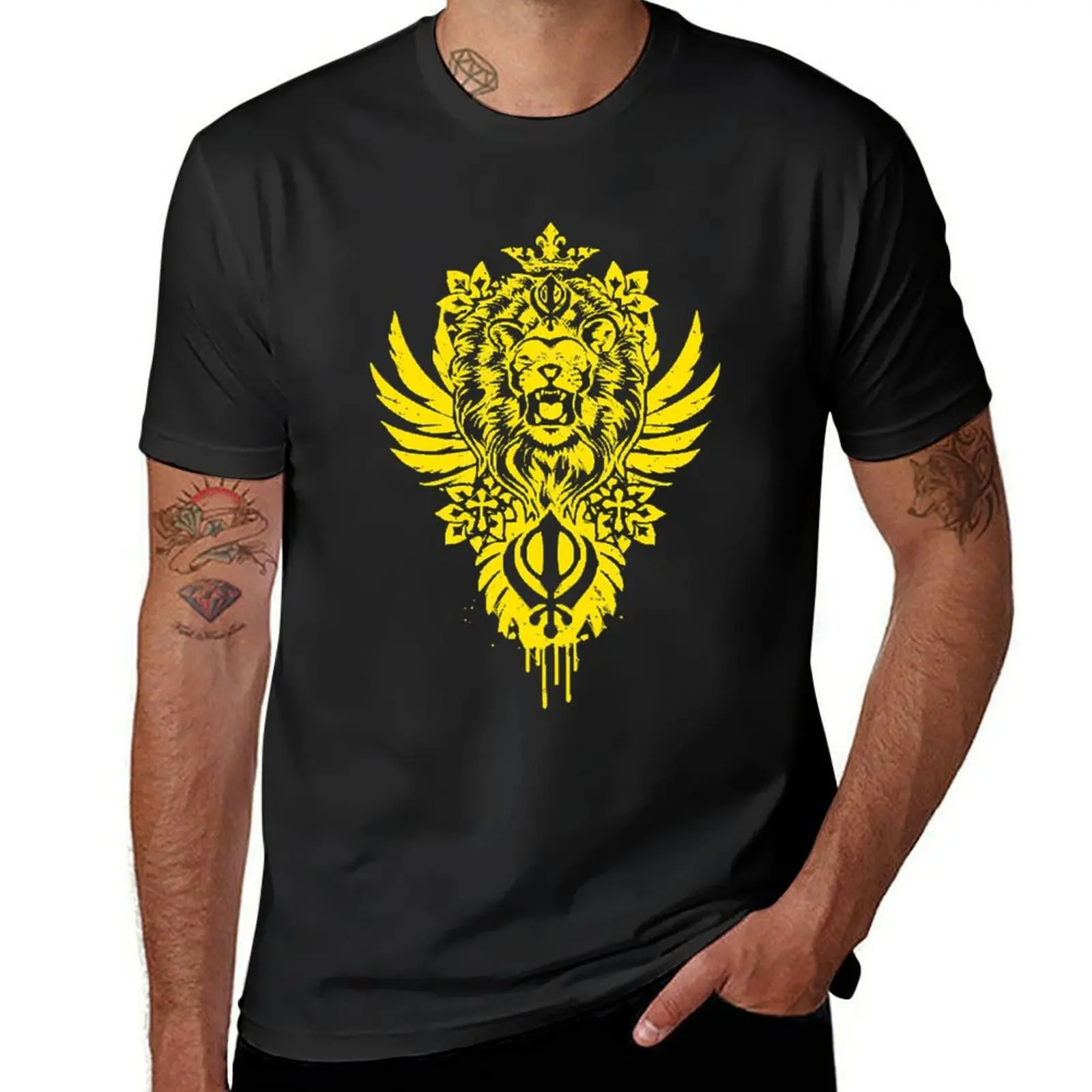 

Khanda Warrior T-Shirt Aesthetic clothing sports fans T-shirts for men cotton