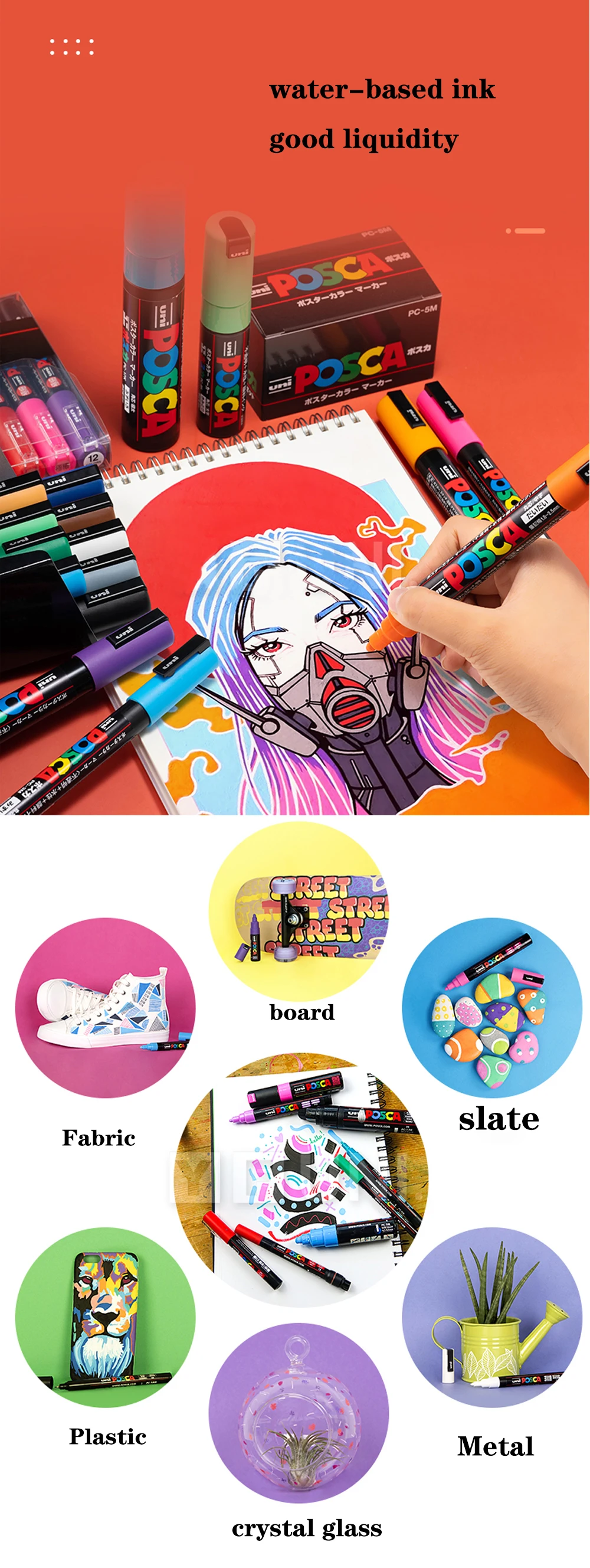 Uni Posca Blanc Marqueur Stylo, PC-1M 3M 5M Acrylique Étanche en continu  Marquage Graffiti Peinture Stylo pour Roche Bois Cuir Pierre 1Pc -  AliExpress