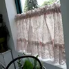 Korean/Japanese Pink Lace Short Curtains Korea Pastoral Flowers Half Curtains for Kitchen Valance #A358 5