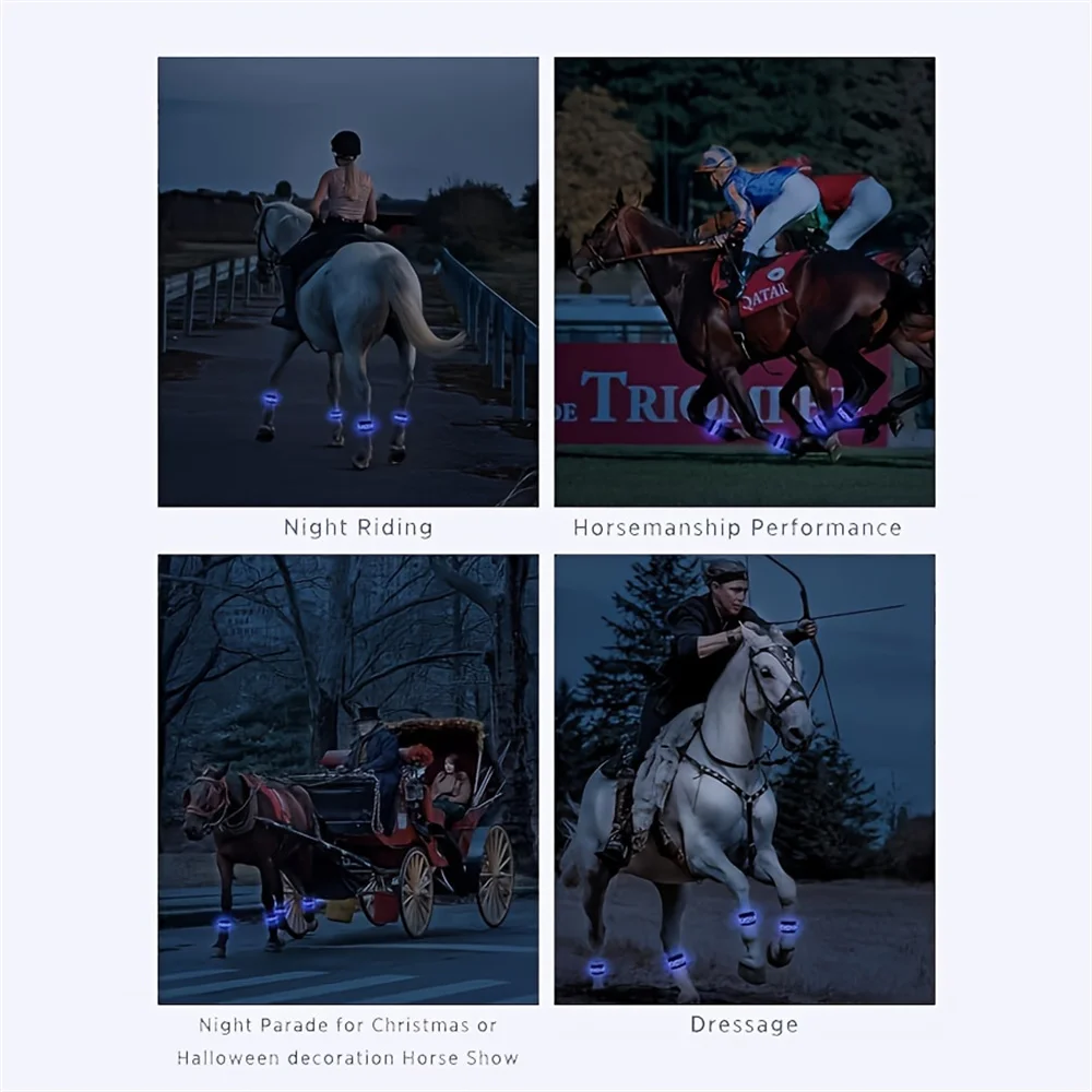 LED Luminous Horse Leg Strap High Visibility Reflective Belt Legging Wraps Adjustable Horse Riding Equipment Ankle Legging