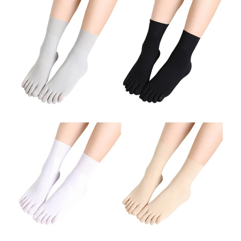 

Woman Ribbed Five Finger Sock Thin Sock Breathable Solid Color Ribbed Toe Sock