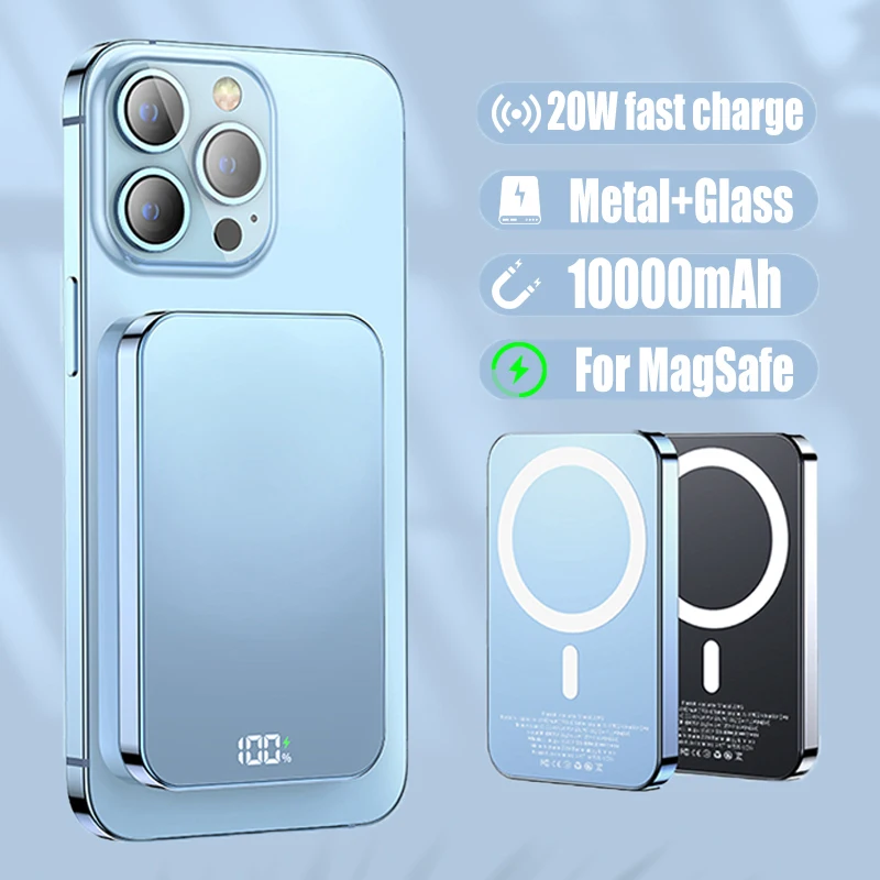 

10000mAh Macsafe Powerbank Magnetic Wireless Power Bank Fast Charge Portable External Auxiliary Battery For iPhone 12 13 14 Mini