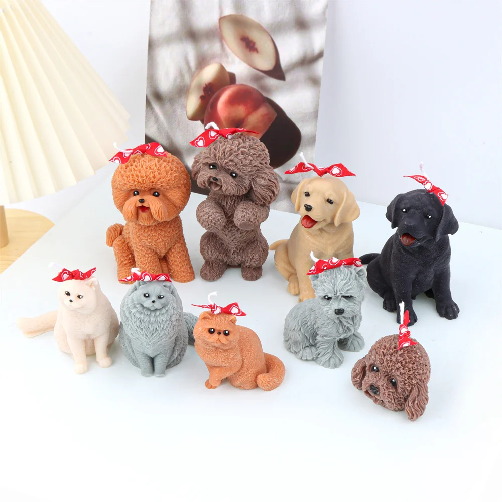 Aromatherapy Candle Mold Animals Pet Silicone Candle Mold Dog Cat Bulldog Soap Ornament Handmade Resin Plaster Mould