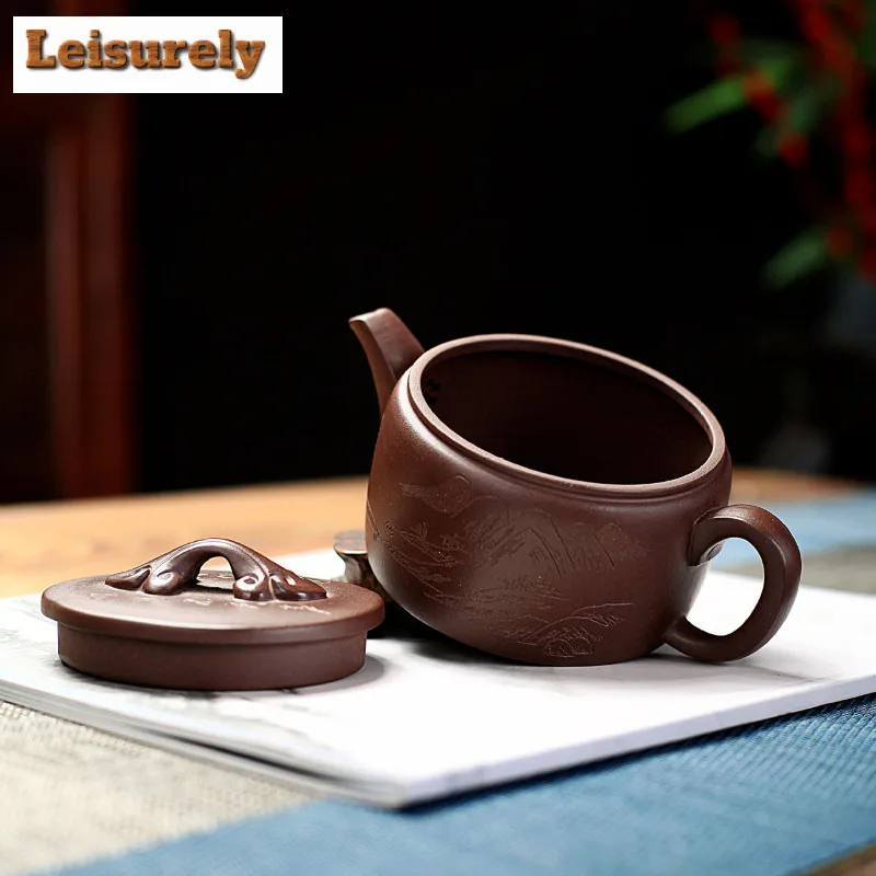 250ml Classic Yixing Purple Clay Teapots Handmade Large Caliber Pot Raw Ore Purple Mud Tea Maker Kettle Chinese Zisha Tea Set