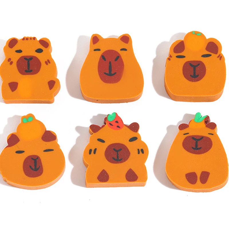 Capybara Kawaii Cartoon Animal Pencil Rubber Eraser 30Pcs/lot Student Stationery School Office Supplies Kids Birthday Gift pencil eraser